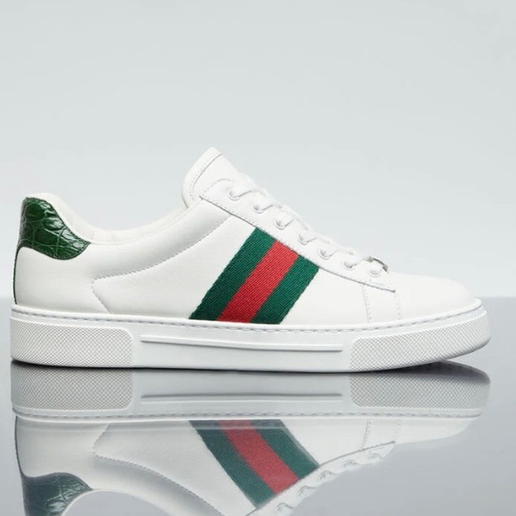 GUCCI Ace web stripe leather sneakers - Picture 1 of 6